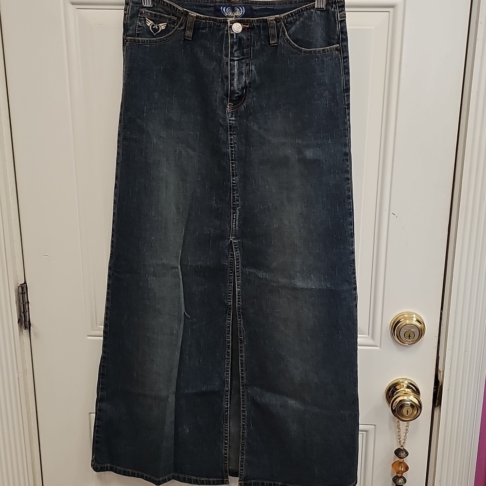 Y2k, 2000s, Maxi, Cotton, Skirt, Denim, Stretch, Office, School, Casual, Women's